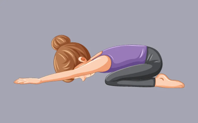 آسانا بچه از حرکات یوگا برای کاهش درد قاعدگی